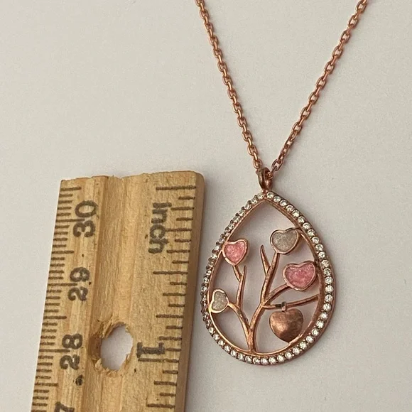 Drop tree of life 925 silver enamel cz necklace - Picture 2 of 2